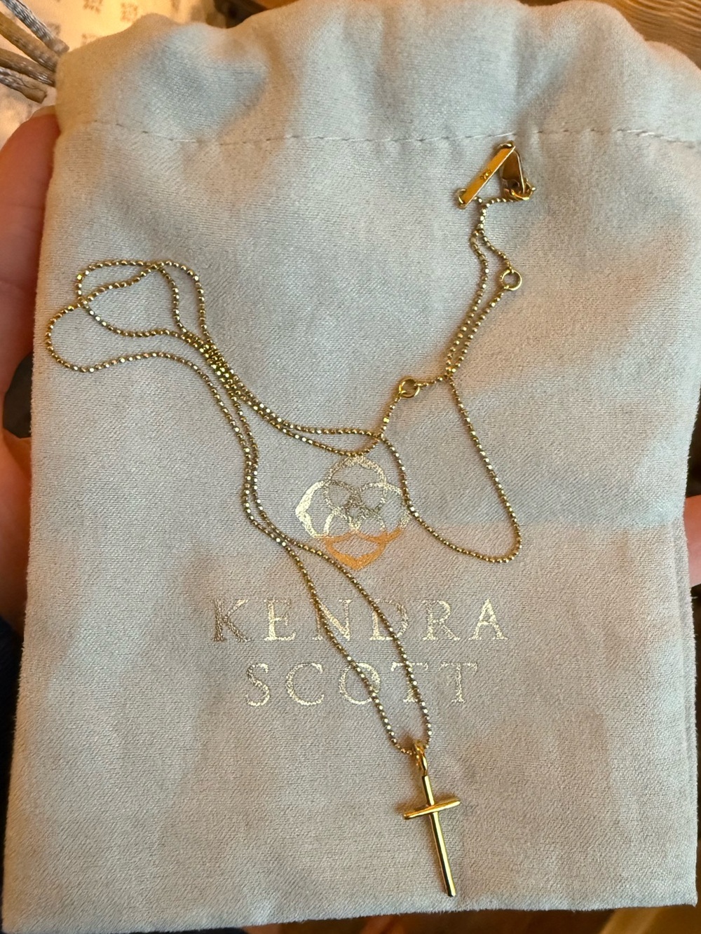 18k gold vermeil Demi fine Kendra Scott cross necklace